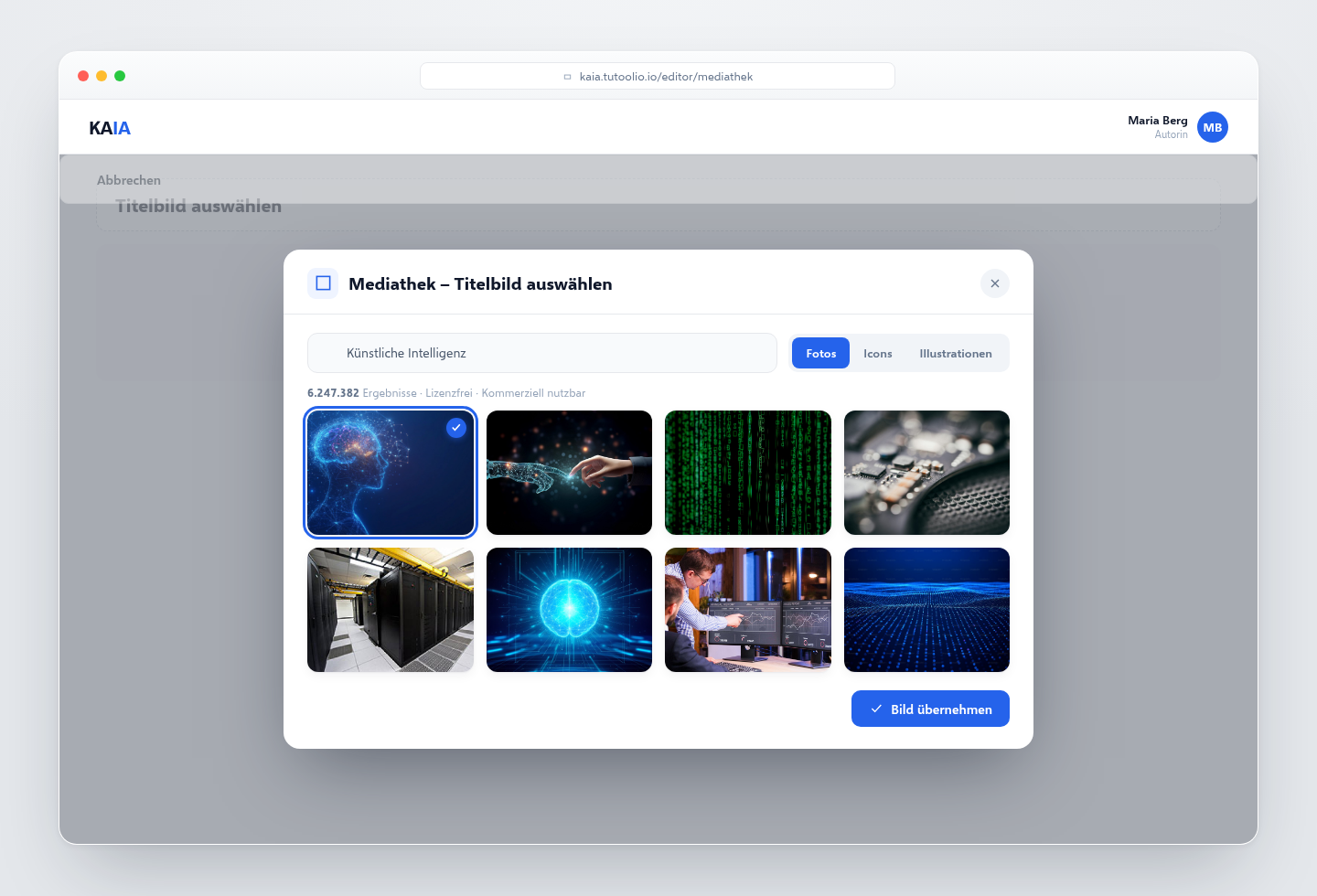 Mediathek mit Bild-, Video- und Audioquellen